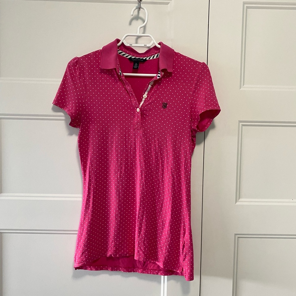 ❗️3/25$❗️ Tommy Hilfiger pink polka dot polo shirt